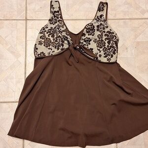 Q women's It Figures brown 1 piece plus size swimsuit 24W